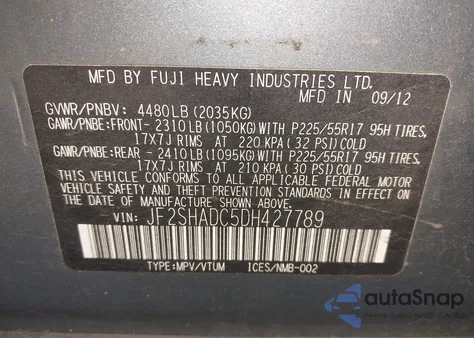 2013 Subaru Forester 2.5X Premium from USA, damaged, VIN JF2SHADC5DH427789